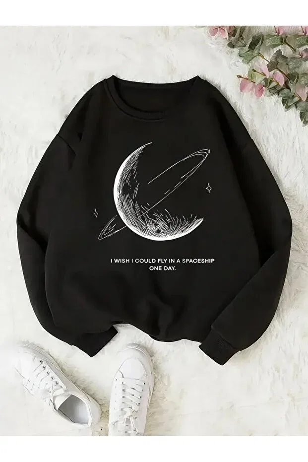 Детские свитшот для мальчиков с принтом Ay Unisex Winter Sweatshirt Kids, Black