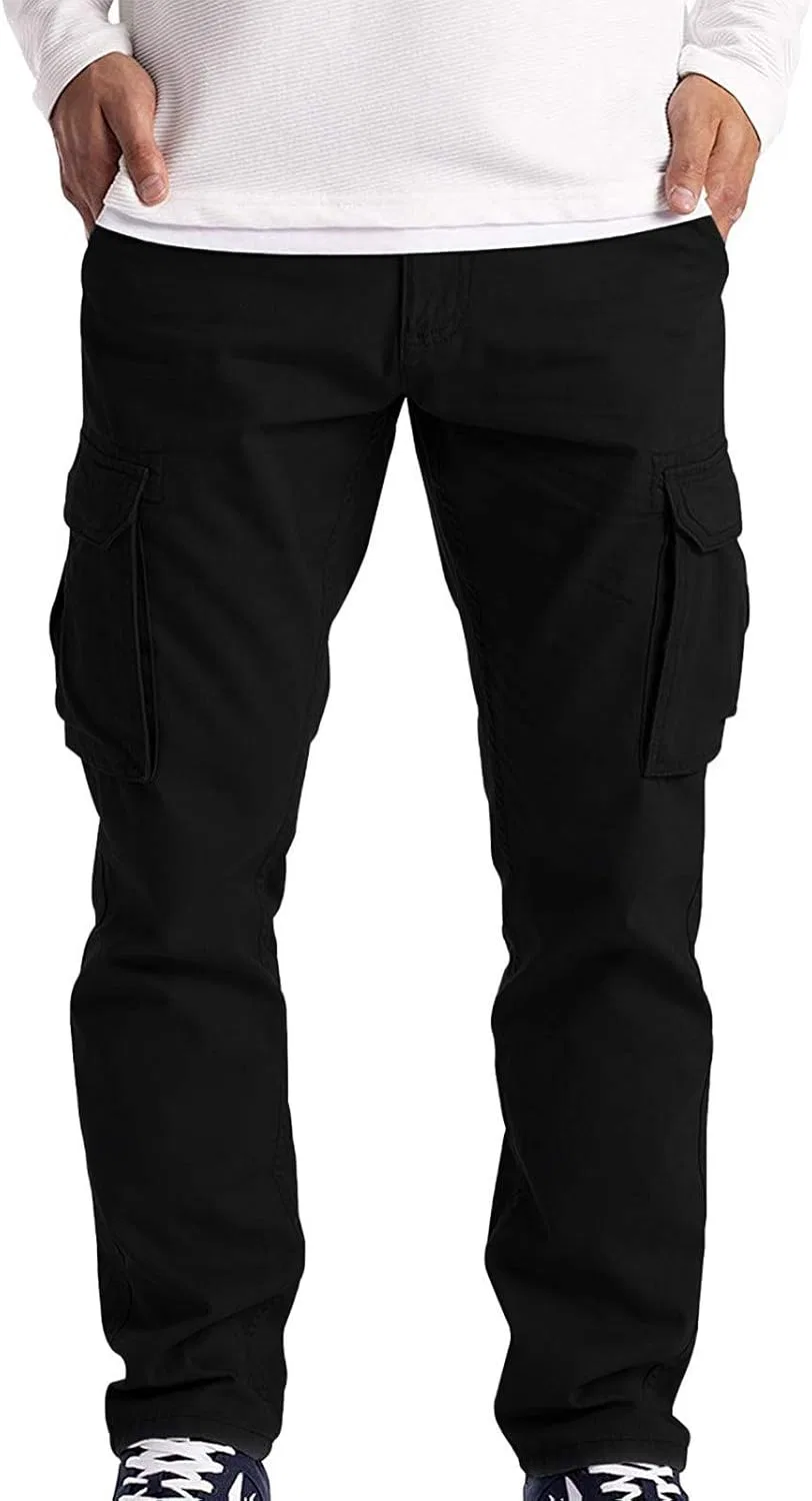 Мужские брюки-карго с карманами на молнии, Slim Fit, чёрный — фото 3