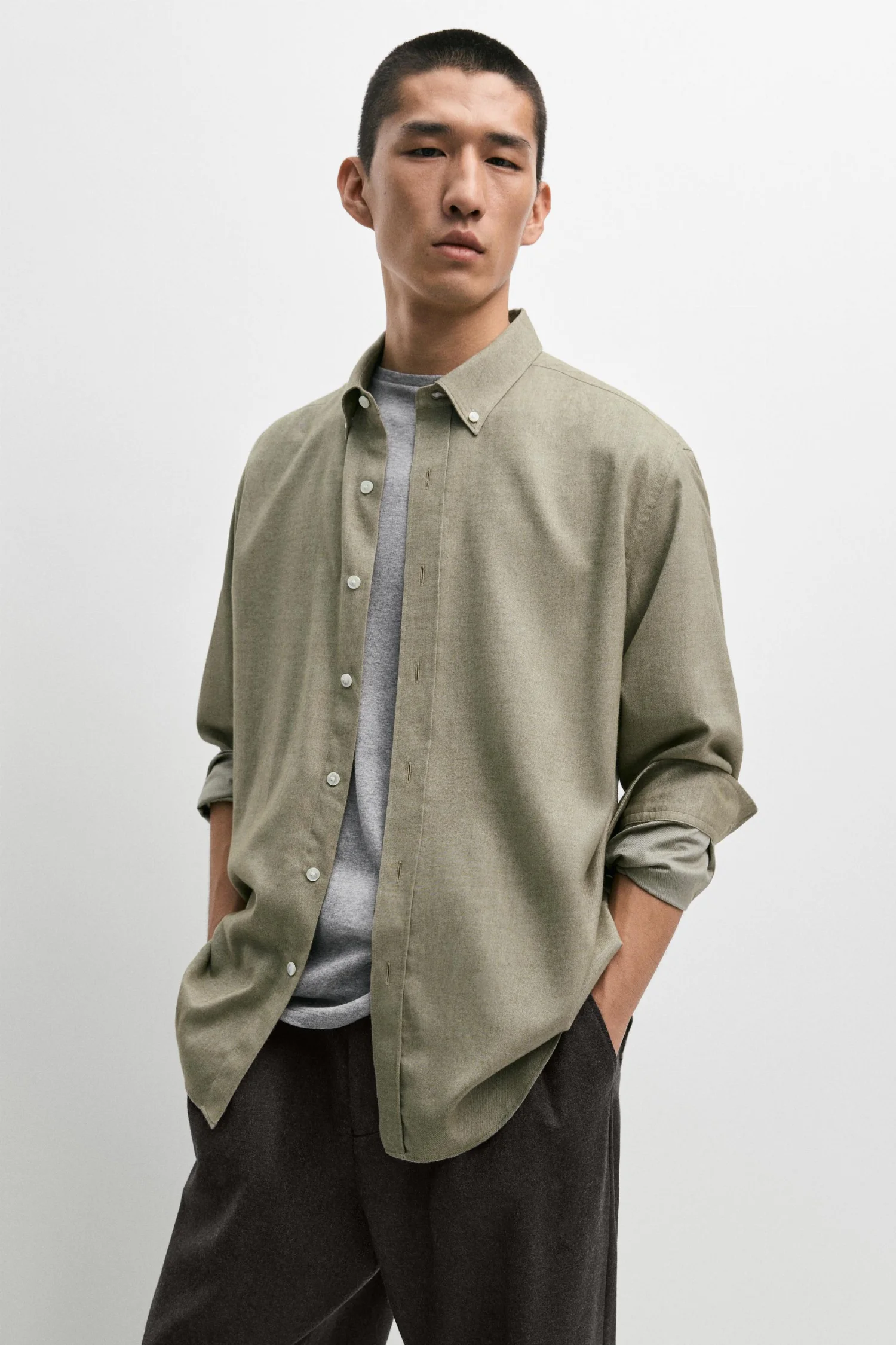 Рубашка Massimo Dutti Regular Fit 100% Cotton, горчично-желтый — фото 4