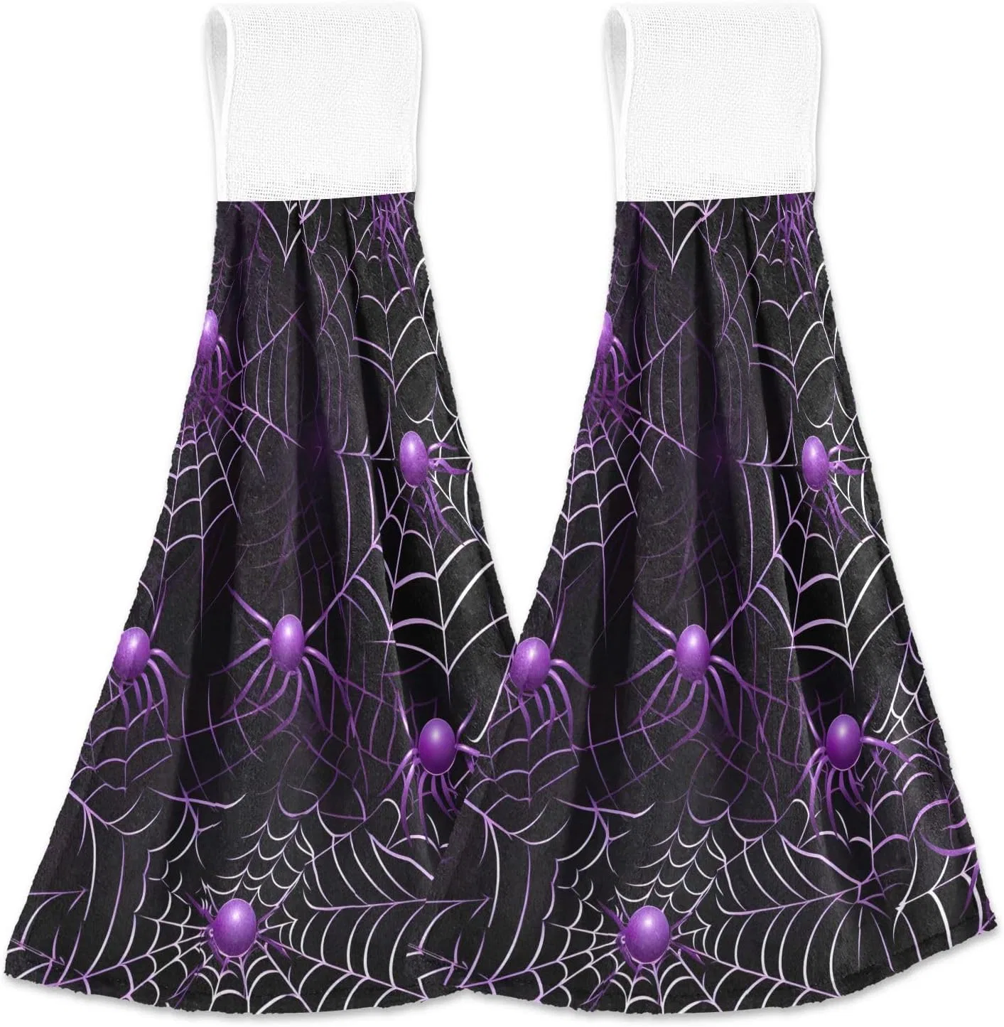 Полотенца кухонные 2 шт, CHIFIGNO, полиэстер, 35.6x46.4 см, Halloween Purple Black Spider Webs