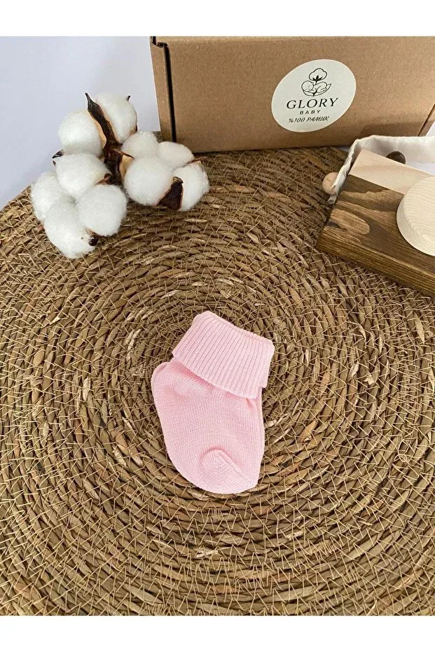 Детские носки для новорожденных хлопковые 5 пар Organic cotton unisex 5-piece premium newborn baby socks Glory Baby, Ecru-Pink-Purple-Orange-Soman — фото 2