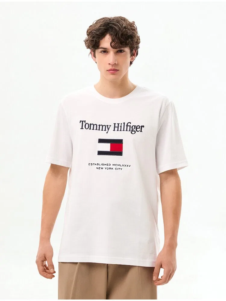 Футболка с вышивкой флага TOMMY HILFIGER, White