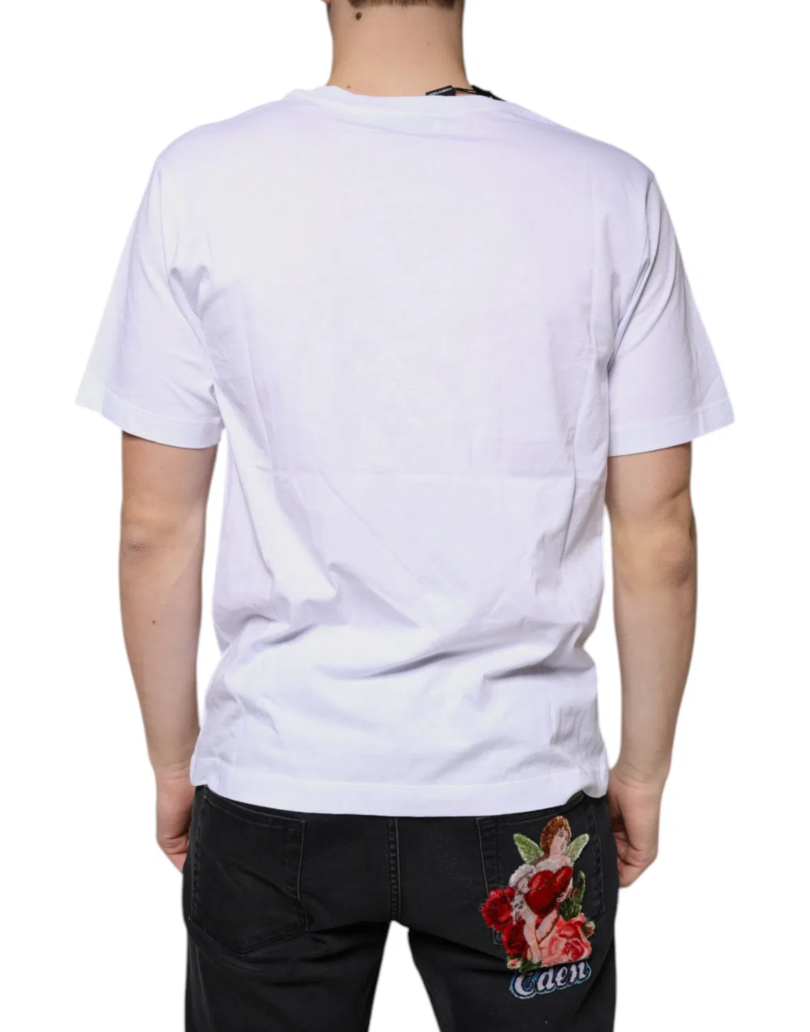 Мужская футболка с коротким рукавом и V-образным вырезом V-neck t-shirt Dolce & Gabbana, White — фото 4