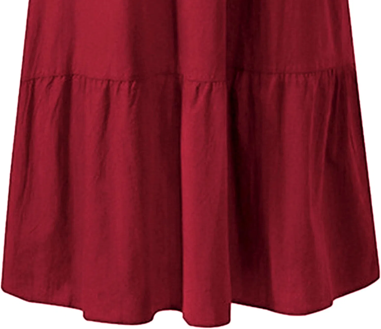 Женское летнее макси-платье на бретелях с рюшами, Wine Red — фото 4