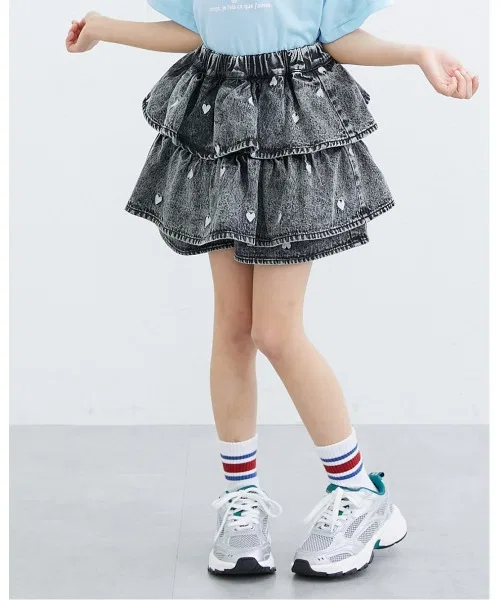 Детские джинсовые шорты с сердцем для девочек QUNTSTYLE, Black