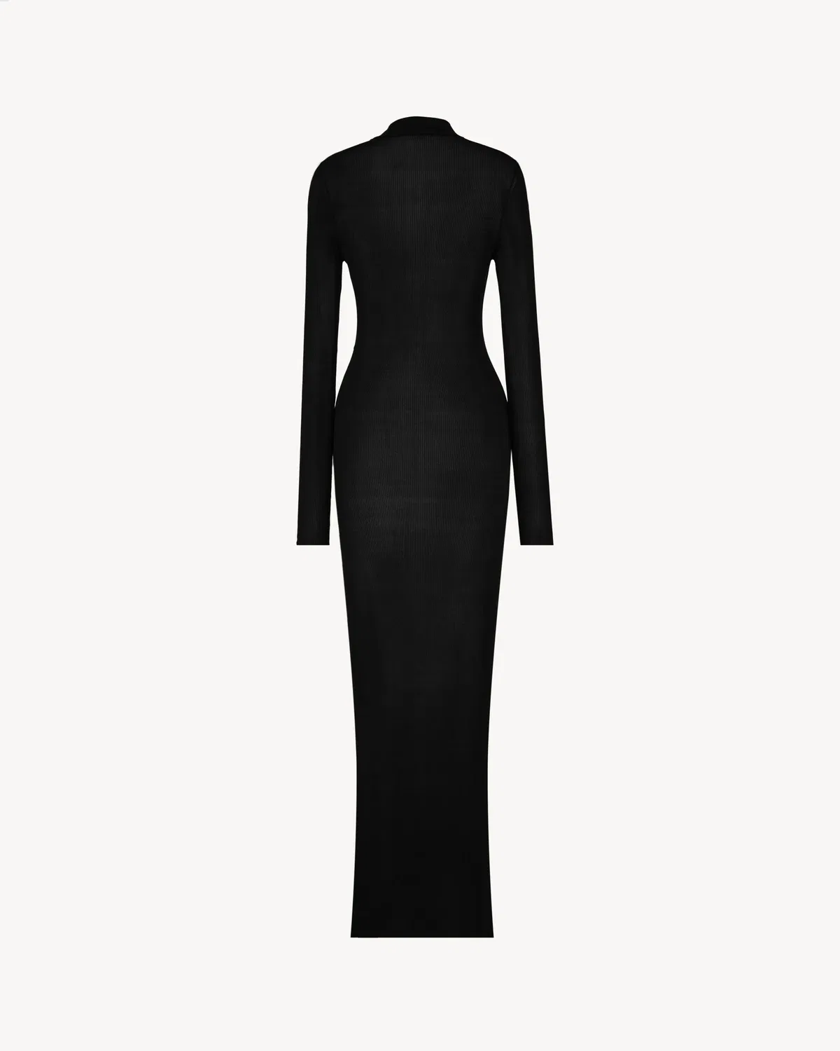 Платье с воротником-стойкой Cassandre из шелка Saint Laurent, черный — фото 2