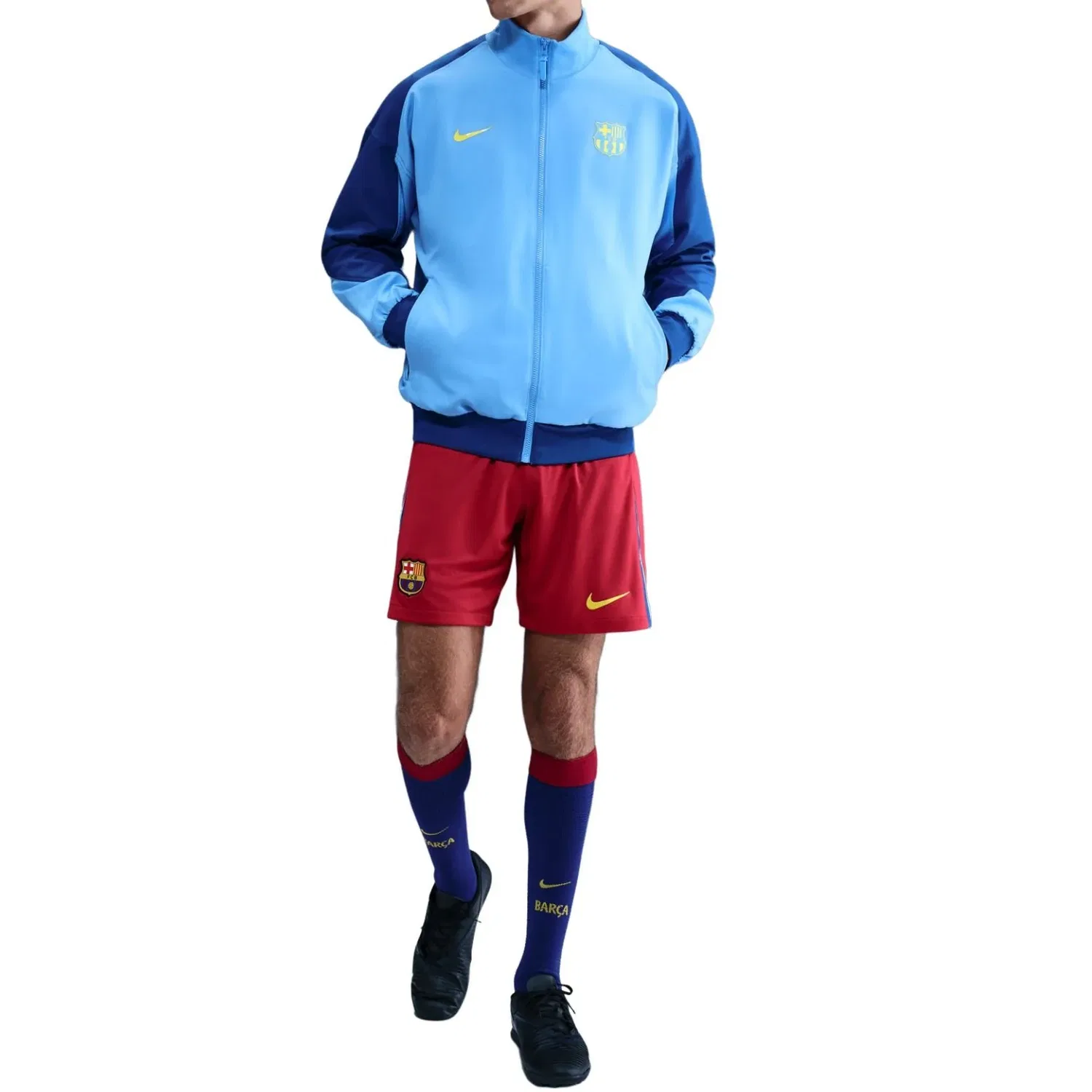 Мужская куртка F.C. Barcelona Strike Fourth Dri-FIT Anthem Jacket 'University Blue Gym Blue Opti Nike, University Blue/Gym Blue/Opti Yellow — фото 3