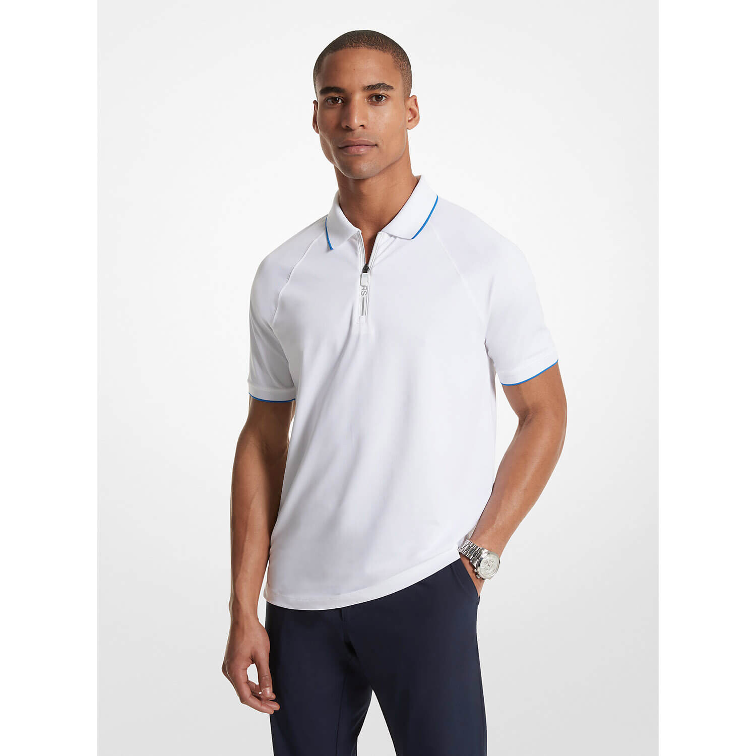 

Футболка-поло Michael Kors Stretch Knit Half-Zip, белый