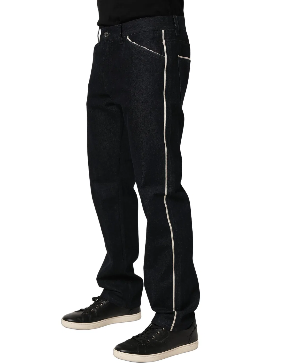 Мужские джинсы прямого кроя с логотипом Straight Jeans Dolce & Gabbana, черный — фото 4