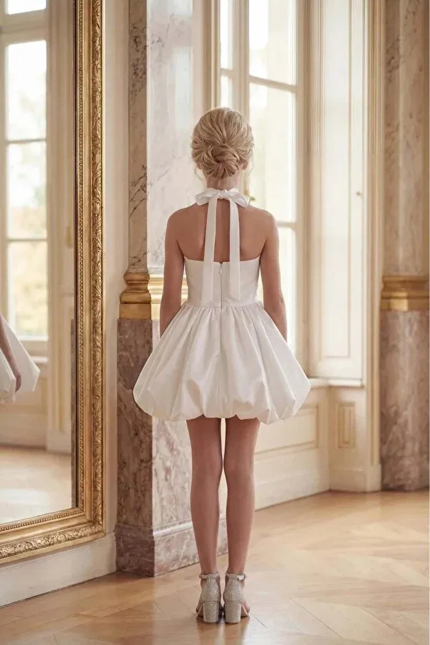 Детское платье для девочек с принтом Monaray Fabric Butikhappykids, White — фото 4