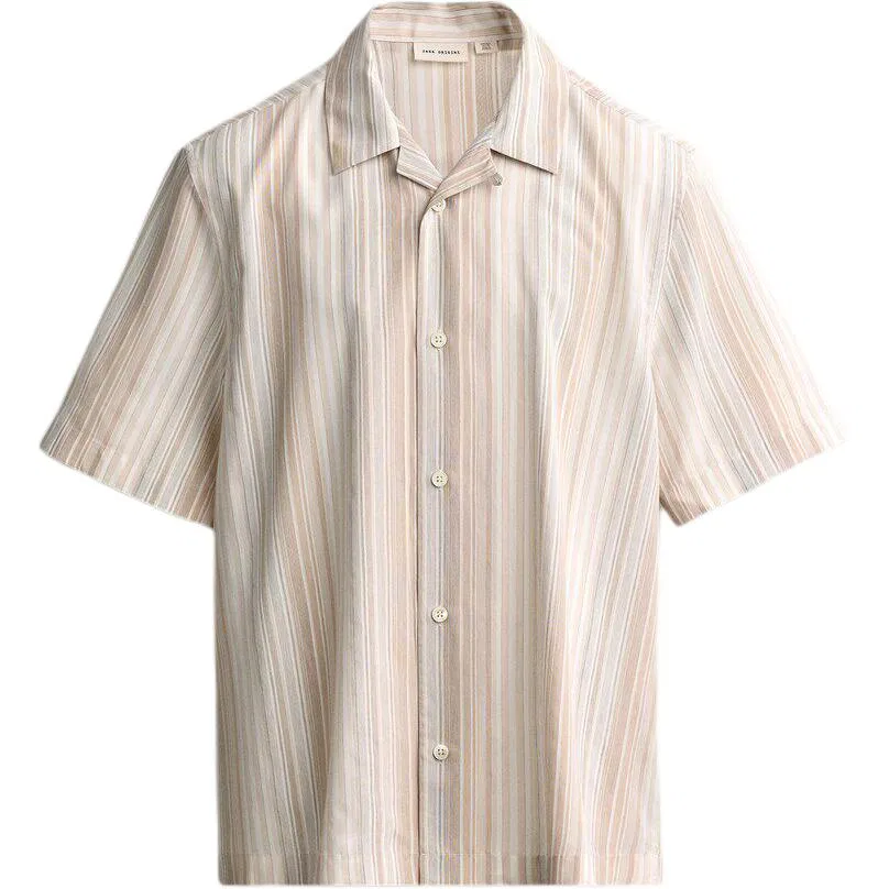 Мужская рубашка с отложным воротником прямого кроя Light Beige ZARA, Light Beige