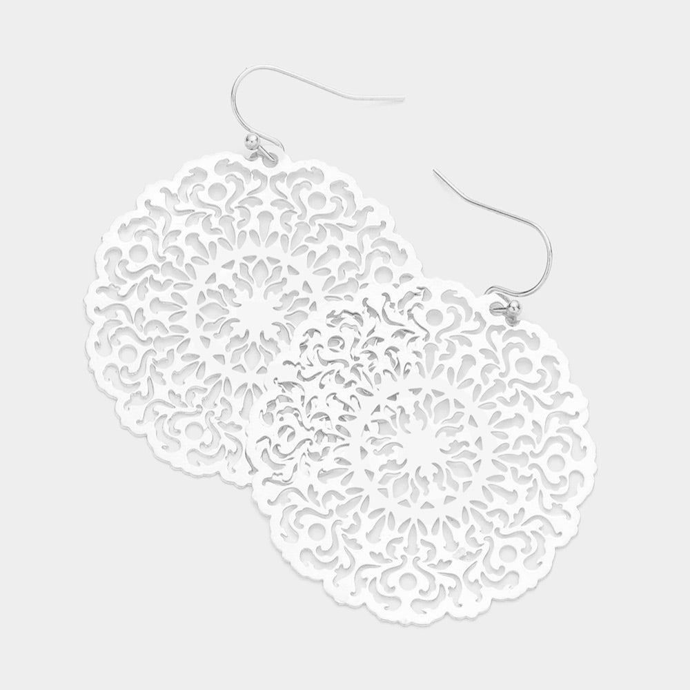 

Филигранные латунные металлические серьги-подвески Fashnzfab, Rhodium