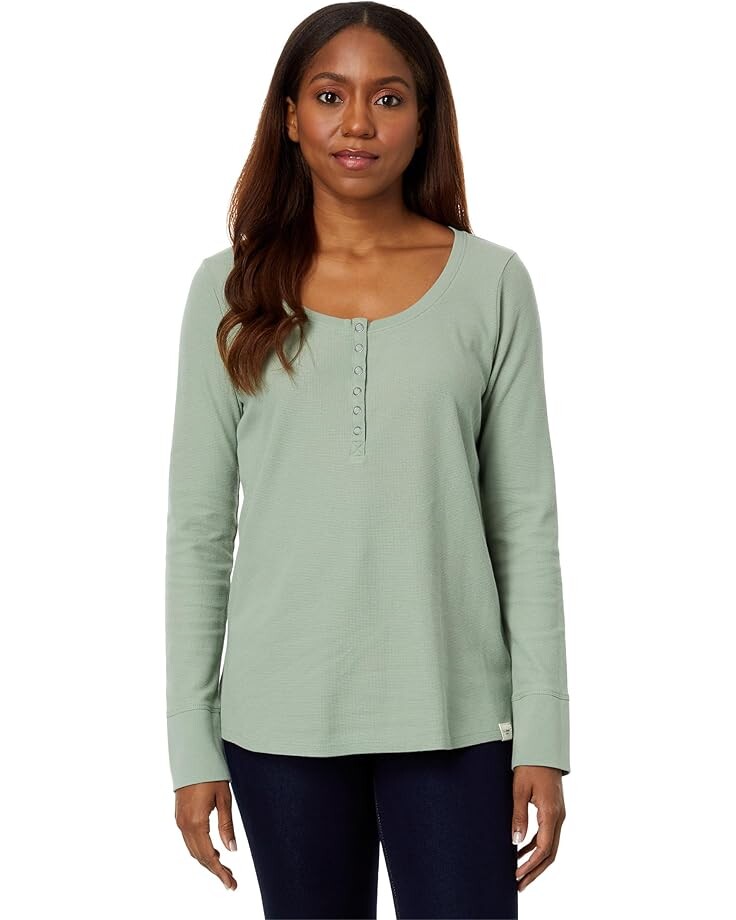 

Лонгслив L.L.Bean Unshrinkable Mini Waffle Henley, цвет Faded Sage