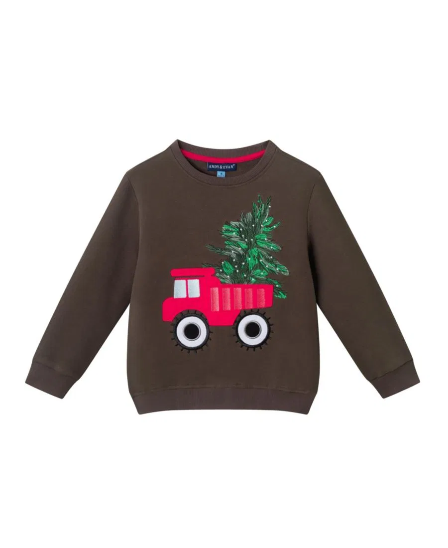 Комплект из свитшота и джоггеров с аппликацией Truck Applique Andy & Evan, Grey Truck — фото 3