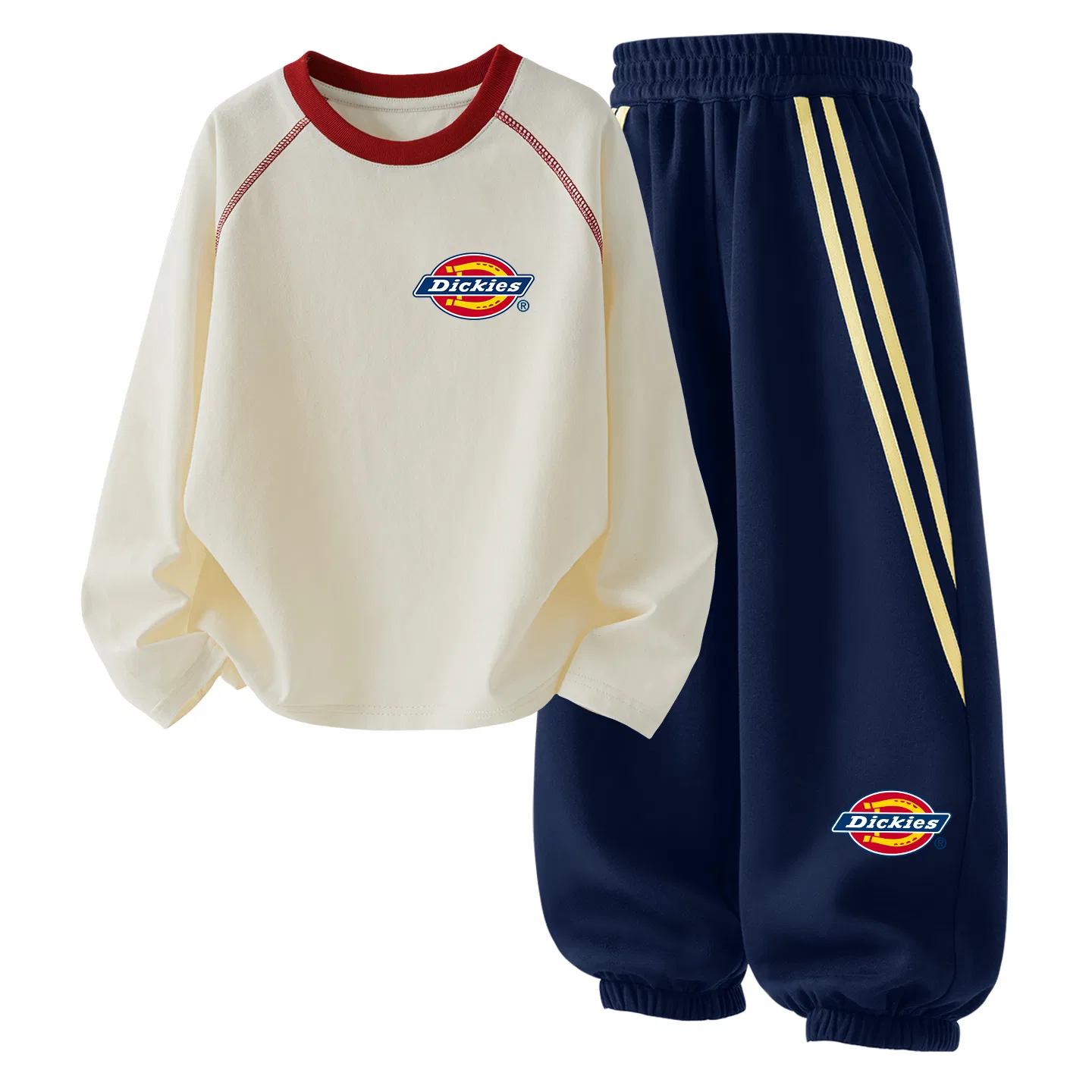 Детский спортивный комплект из двух лонгсливов с принтом, Dickies, Standard Logo Thick K White Red/Right Side Bottom Navy Blue