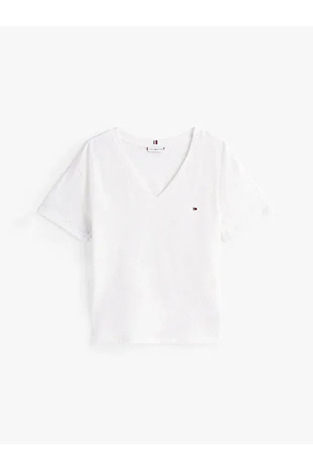 Женская футболка с V-образным вырезом Tommy Hilfiger, White — фото 4
