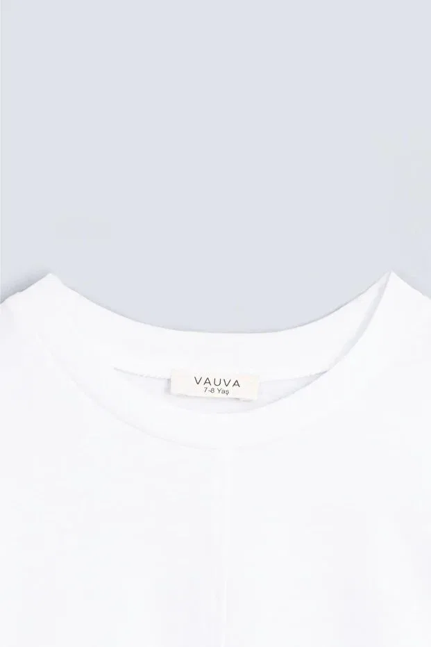 Детская футболка хлопковая с принтом Unisex comfortable fit cotton printed children's t-shirt Vauva, White — фото 2