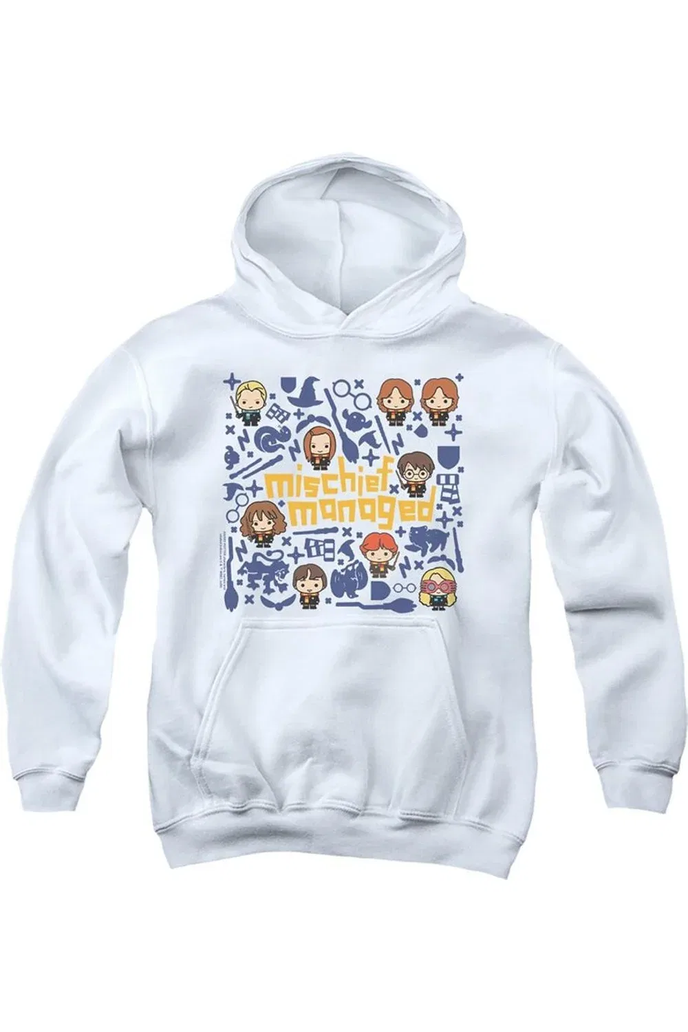 Детское худи с капюшоном с принтом Harry Potter Mischief Managed Chibis Gildan, White