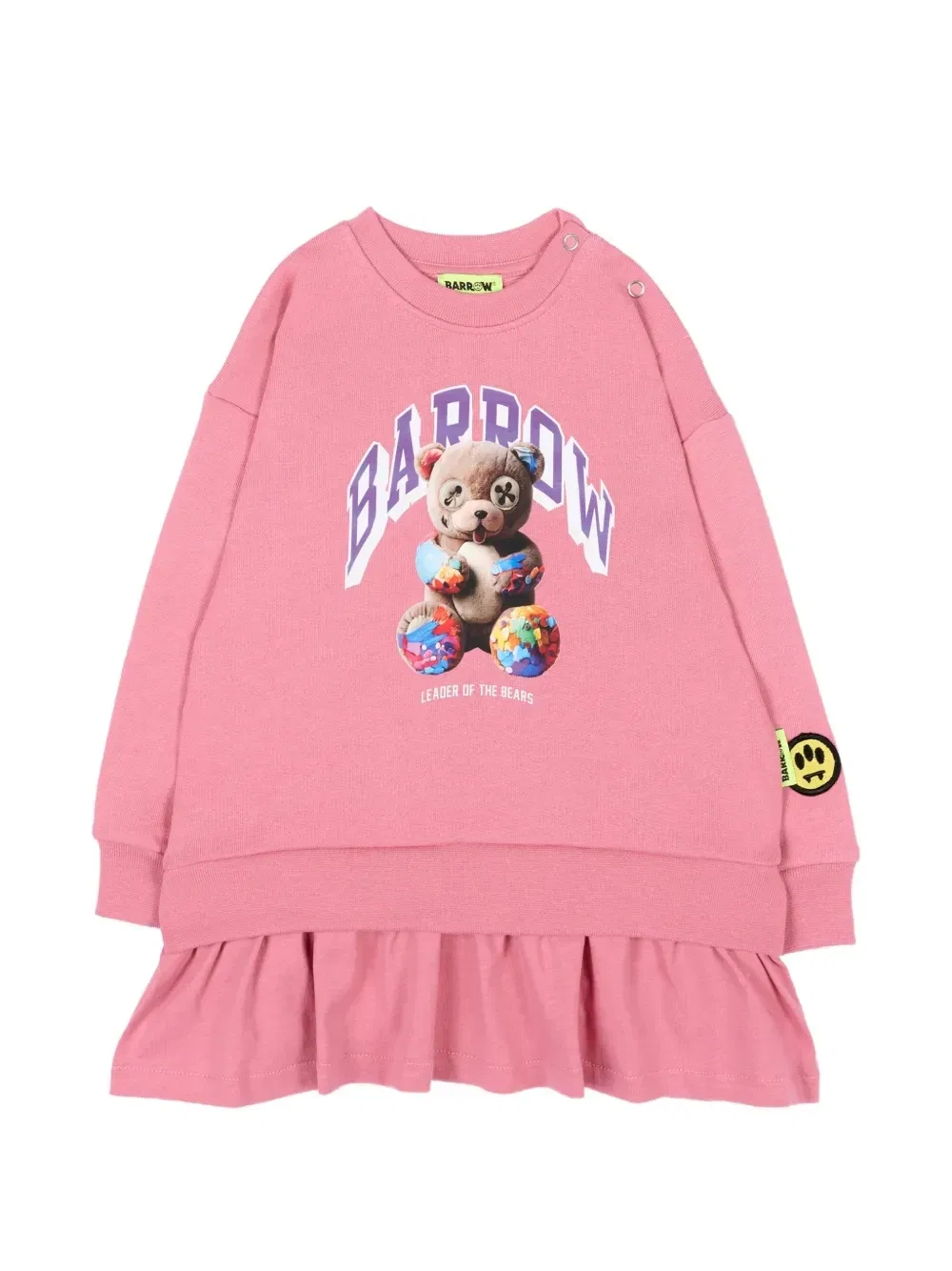 Платье с рюшами и принтом медведя Barrow Kids, розовый