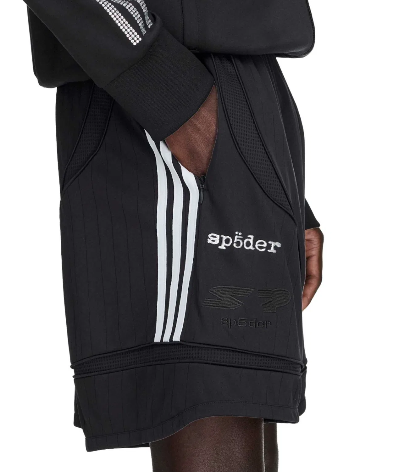 Мужские/Женские шорты с принтом Sp5der Adidas, Black — фото 4