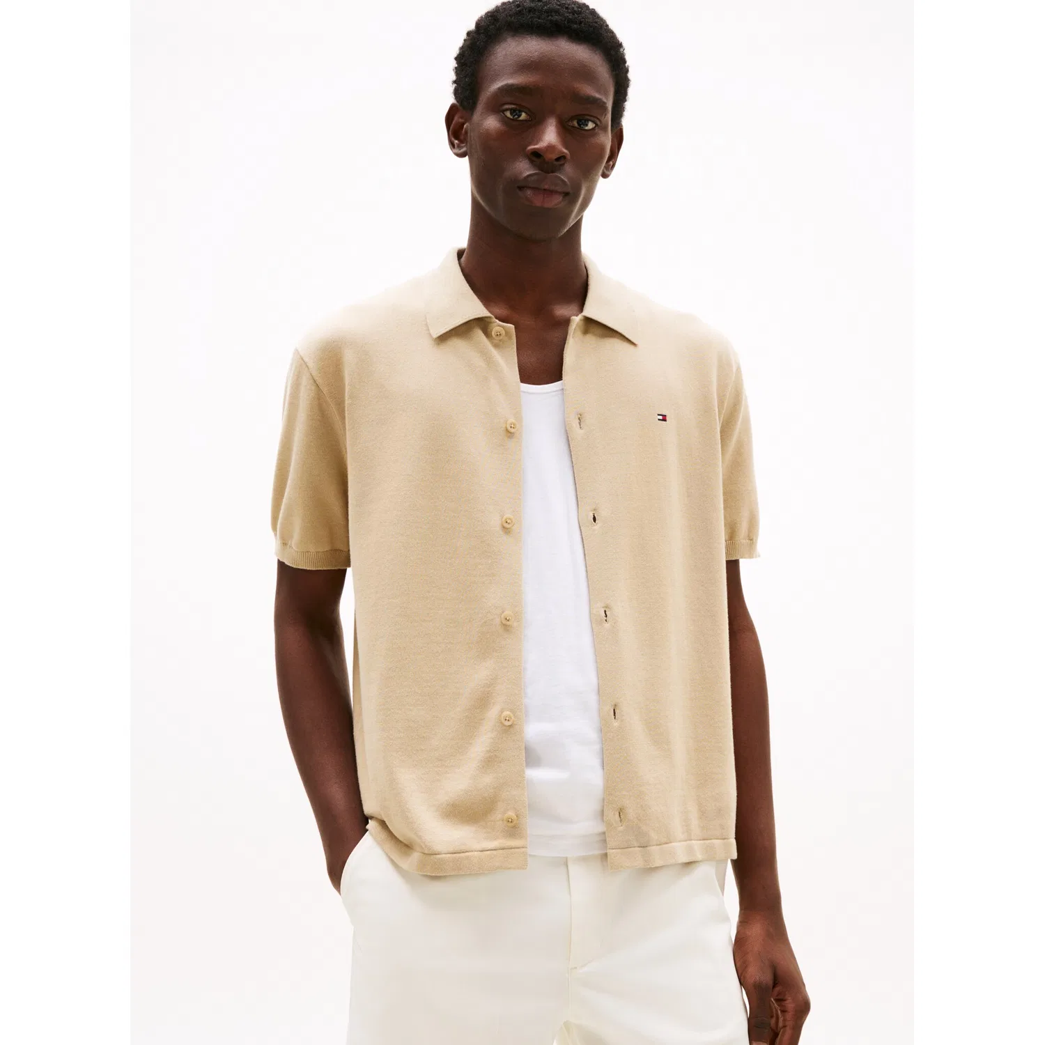 Мужская рубашка с коротким рукавом Essential Cotton SS Over рубашка Tommy Hilfiger, Sandalwood