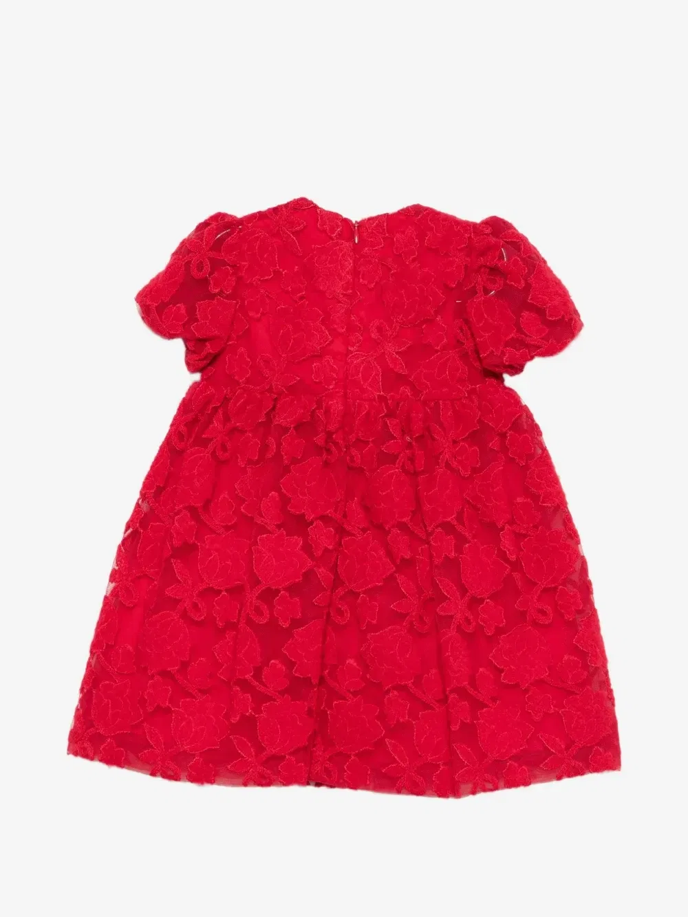 Платье с объемными рукавами из цветочного кружева ELIE SAAB JUNIOR, красный — фото 2