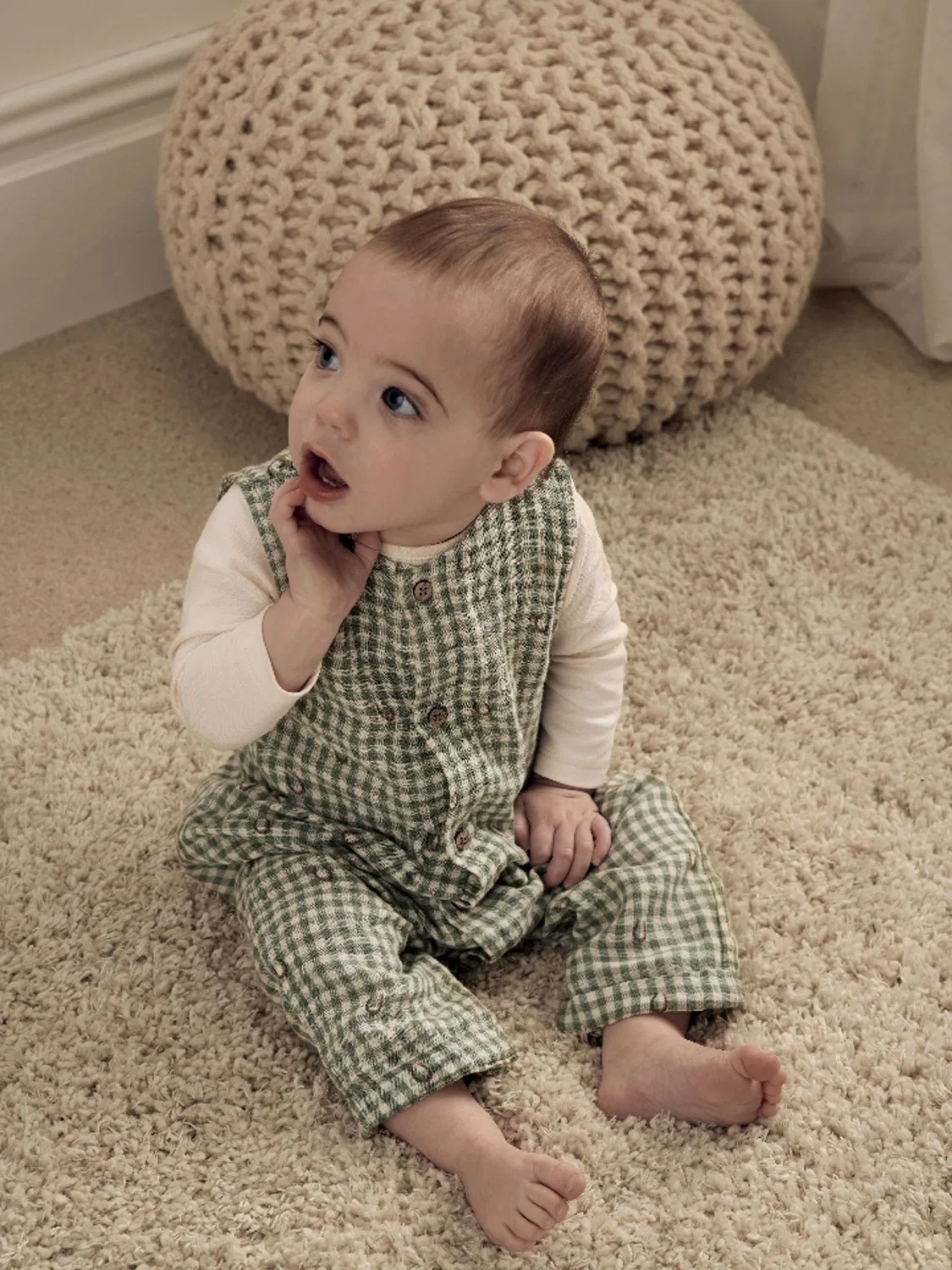 Комбинезон и боди в клетку Mamas & Papas, зеленый — фото 2