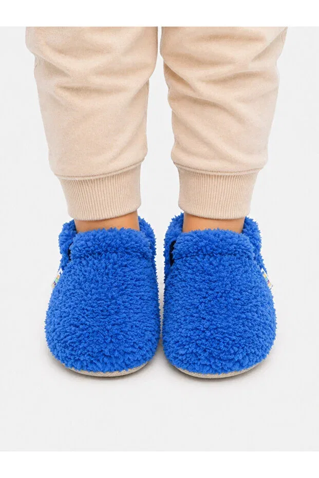 Детские пинетки для девочек органические Non-Slip sole organic baby fleece booties ergonomic soft comfortable flexible Funny Baby, Blue — фото 4