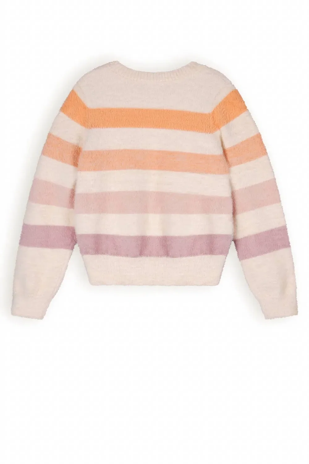 Детский вязаный свитер в полоску с рубрированным вырезом Ketan Knitted Striped Sweater In White Multi Nono — фото 3
