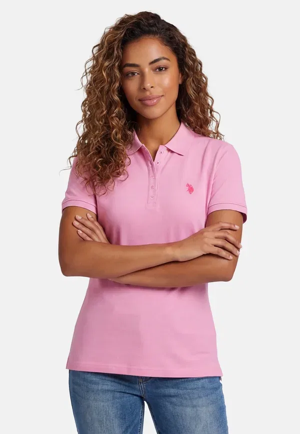 Поло хлопковое Ussiirena U.S. Polo Assn., dustpink-pink, розовый — фото 2