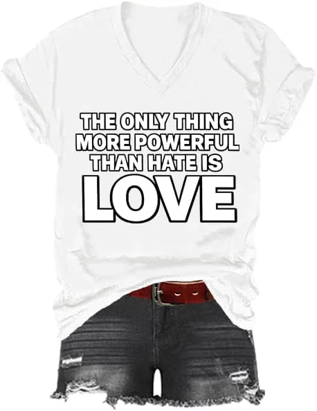 Футболка с принтом The Only Thing More Powerful Than Hate is Love, White