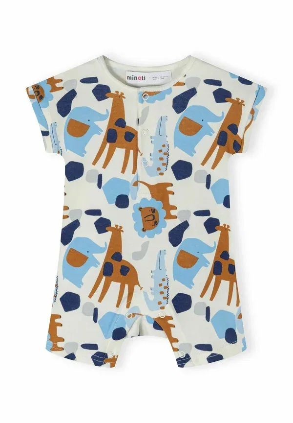 Комплект из 2 ползунков с коротким рукавом с принтом Животные Minoti, Light Blue White, белый/светло-голубой — фото 3