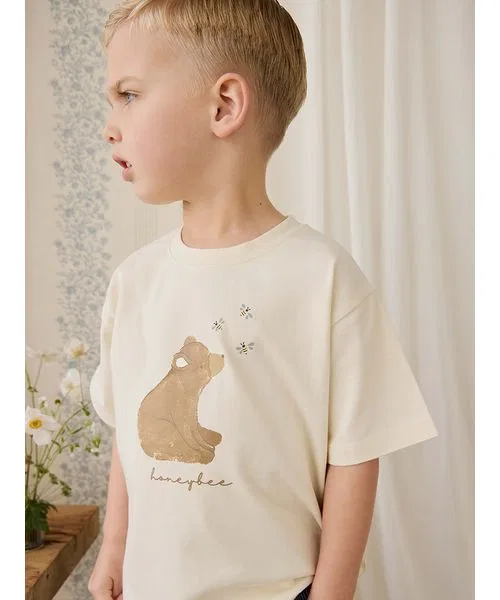 Детская футболка с принтом Cloud Honeybee Bear JAMIE KAY, Off White — фото 4