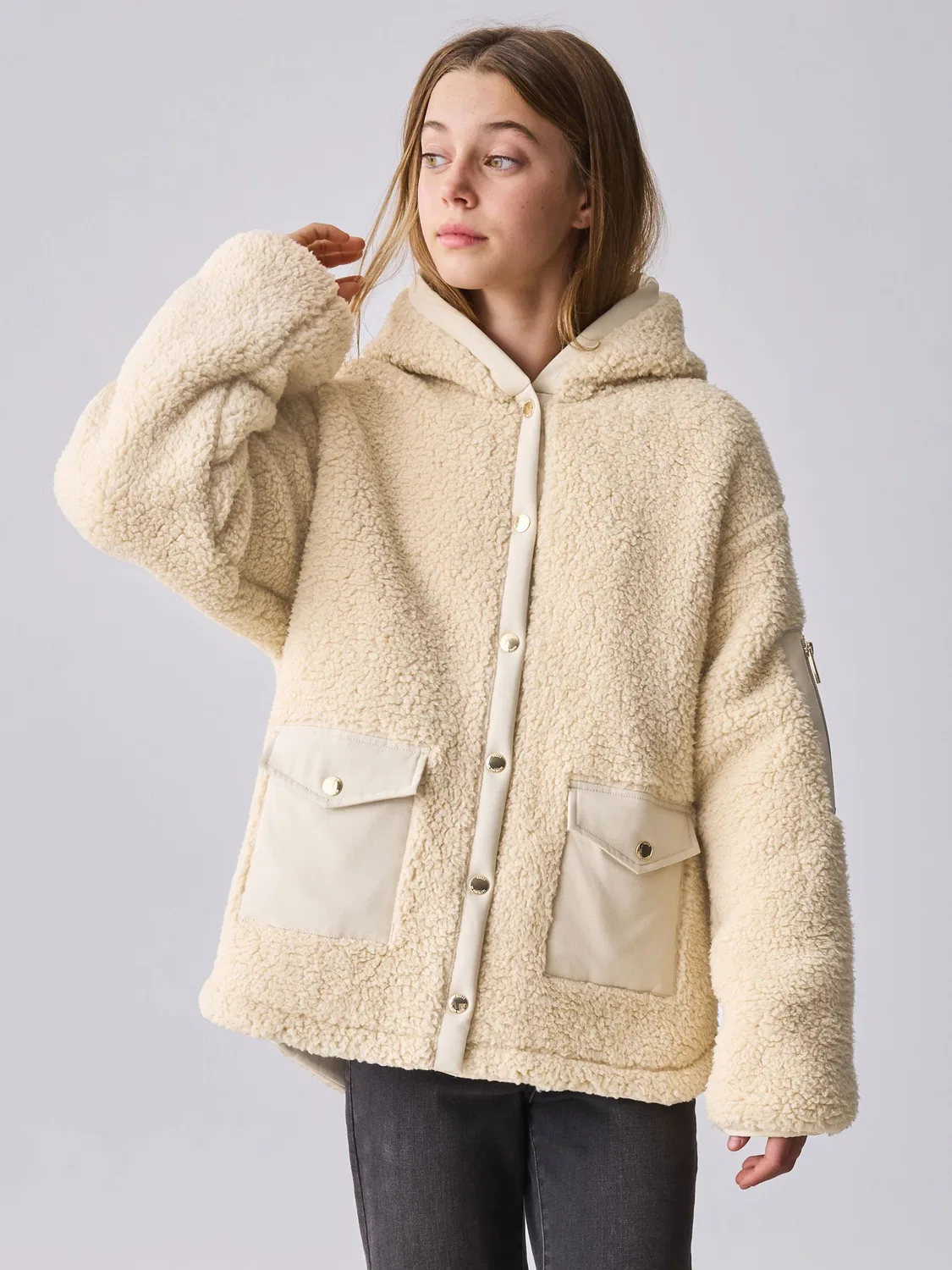 Флисовая куртка с капюшоном Borg Baker by Ted Baker, Stone