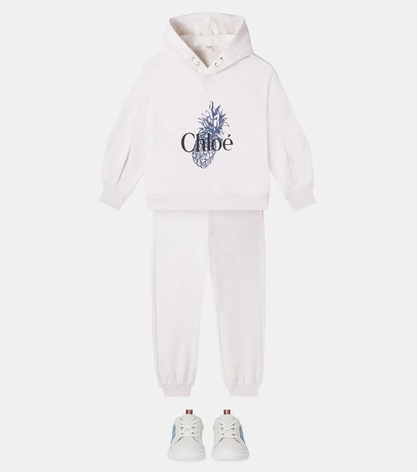 Худи хлопковое с капюшоном Chloé Kids, белый — фото 2