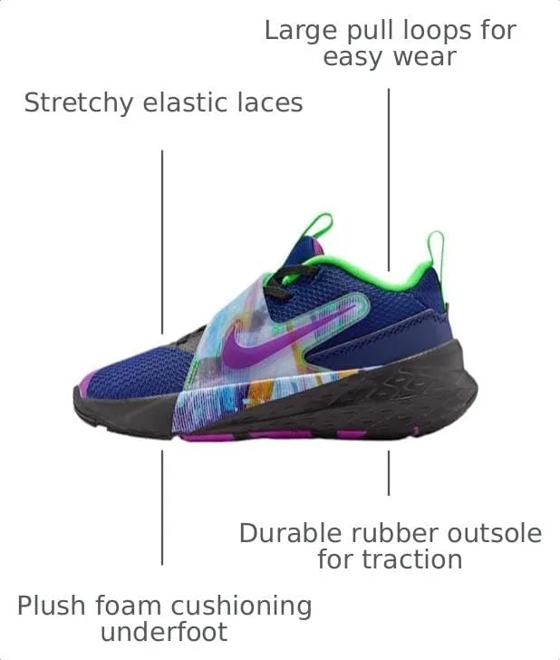 Детские кроссовки для мальчиков Nike Team Hustle D 12, Blue Void/Black/Green Strike/Vivid Purple — фото 3