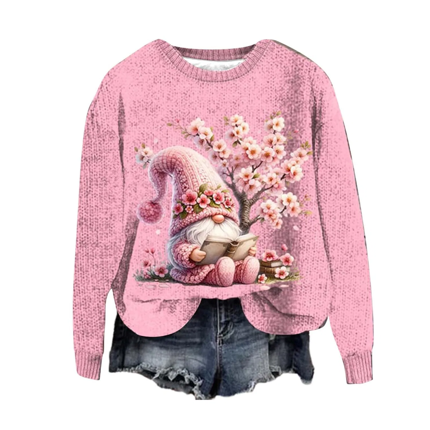 Женский свитшот с принтом Ugly Santa Claus, Pink