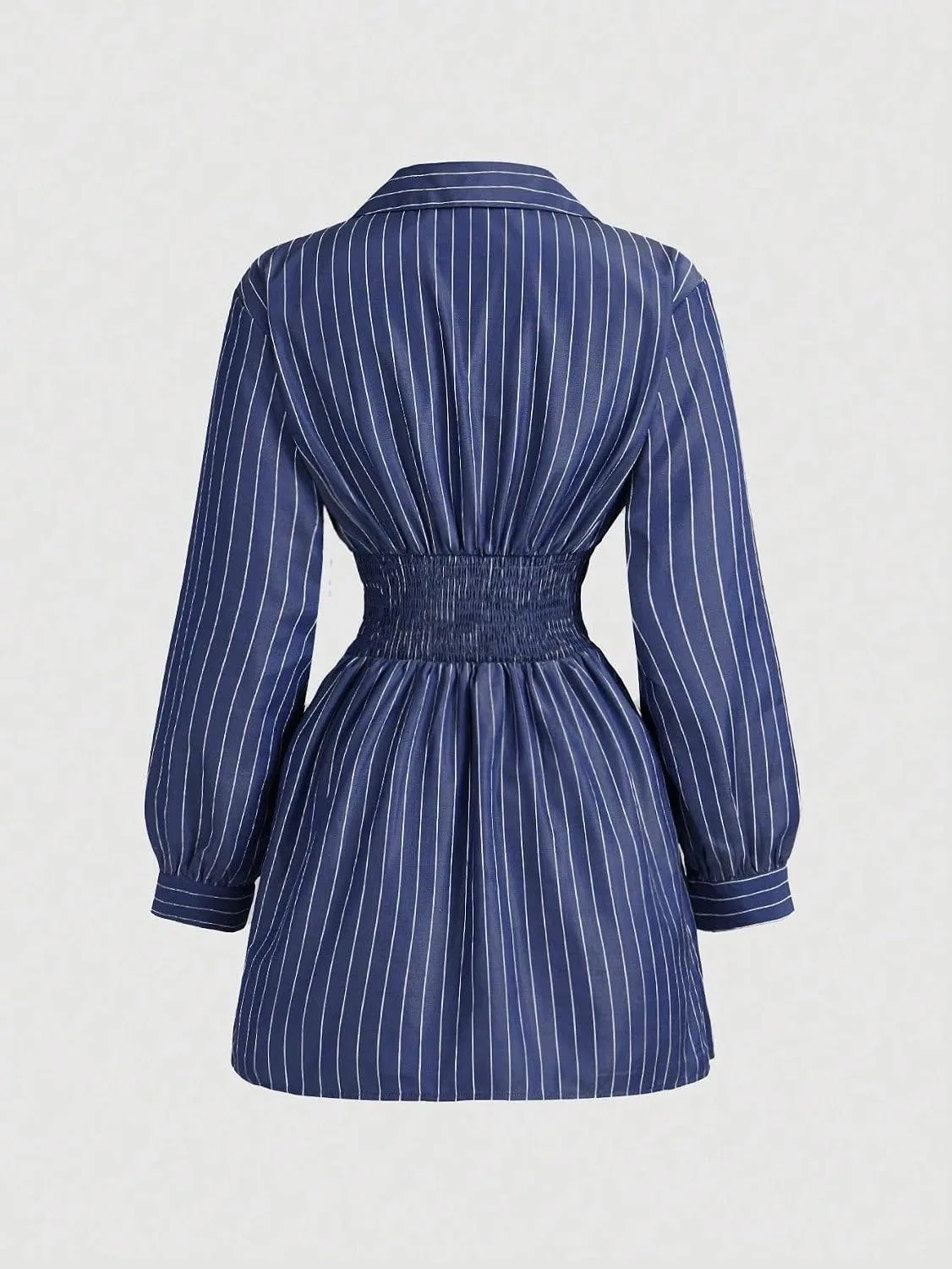 Женское платье-рубашка в полоску с запахом, Navy Blue — фото 2