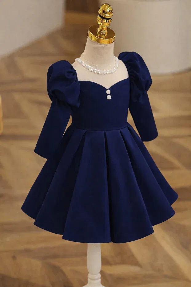 Детское платье для девочек с длинным рукавом Musgem, Navy Blue — фото 2
