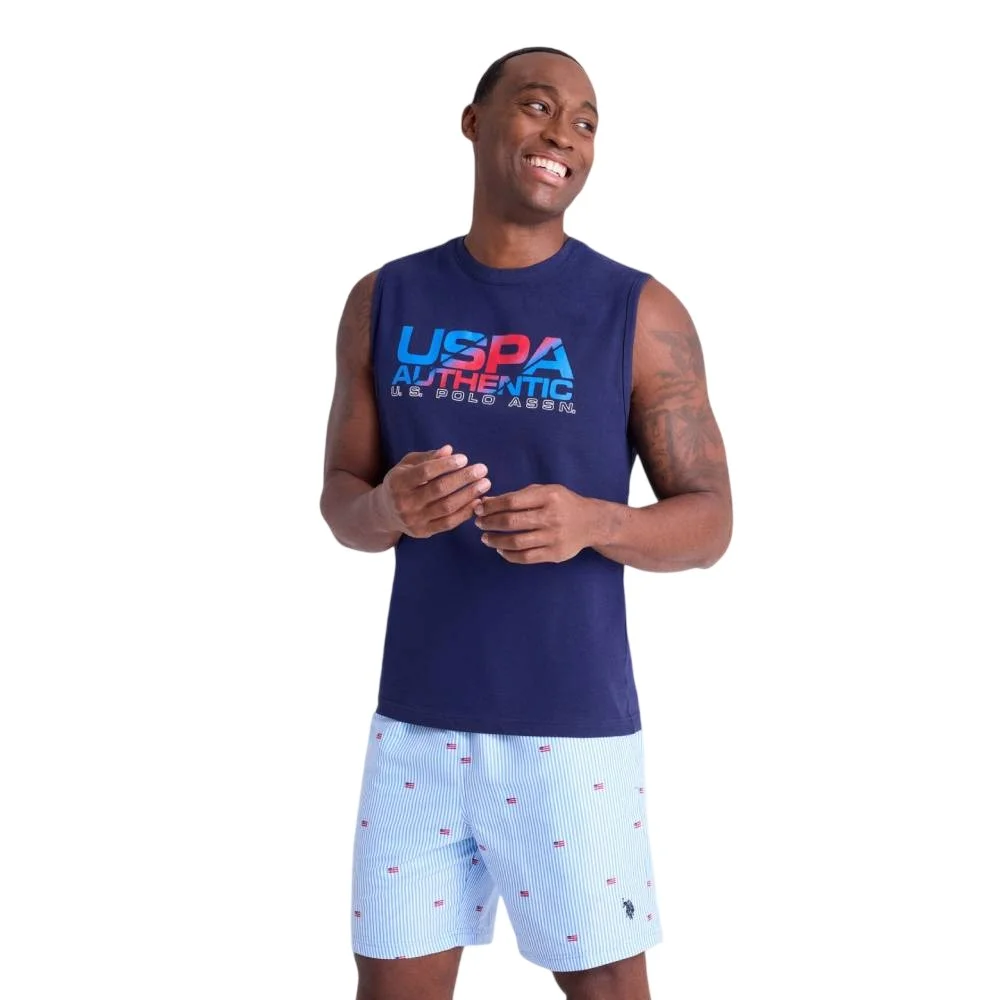 Мужская майка с открытой проймой U.S. Polo Assn. Gradient USPA Graphic Jersey, темно-синий