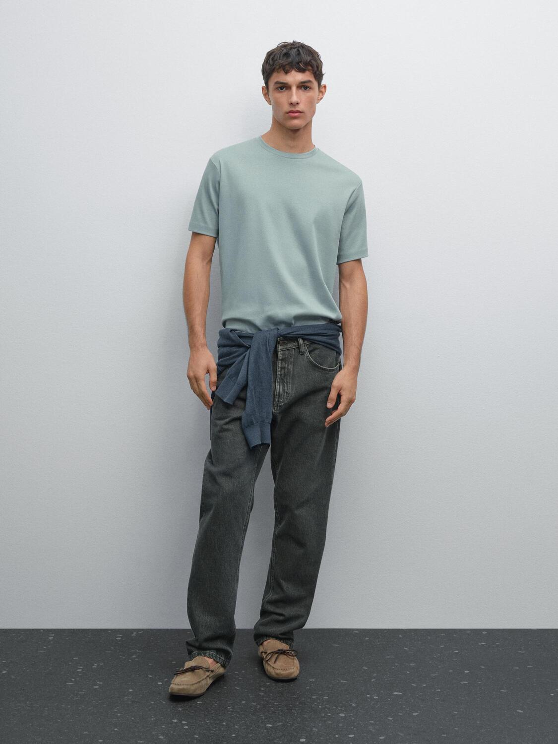 

Футболка из 100% мерсеризованного хлопка Massimo Dutti, пастельно-голубой