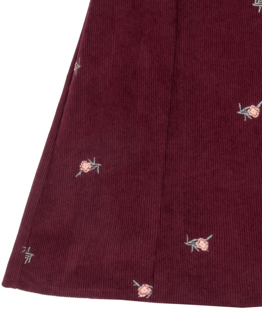 Платье из вельвета с вышивкой и пышными рукавами Rare Editions, Burgundy — фото 4