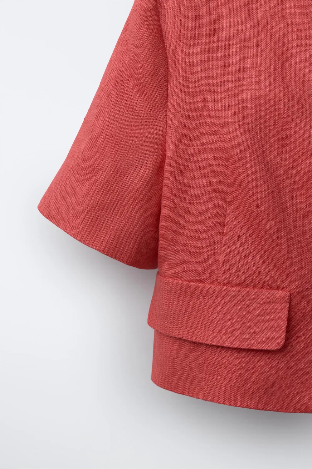 Блейзер из 100% льна с декоративными пуговицами ZARA, Coral Red — фото 4