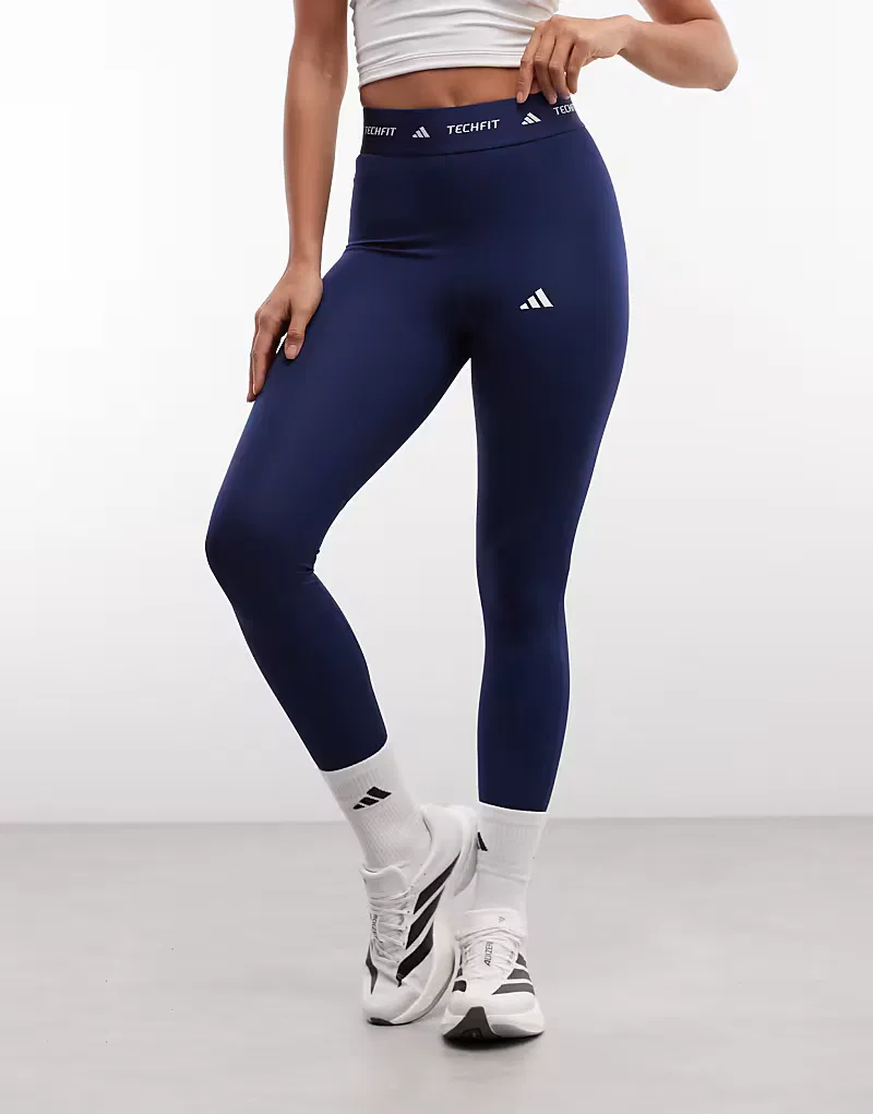 Темно-синие леггинсы Adidas Training TechFit 7/8 — фото 3