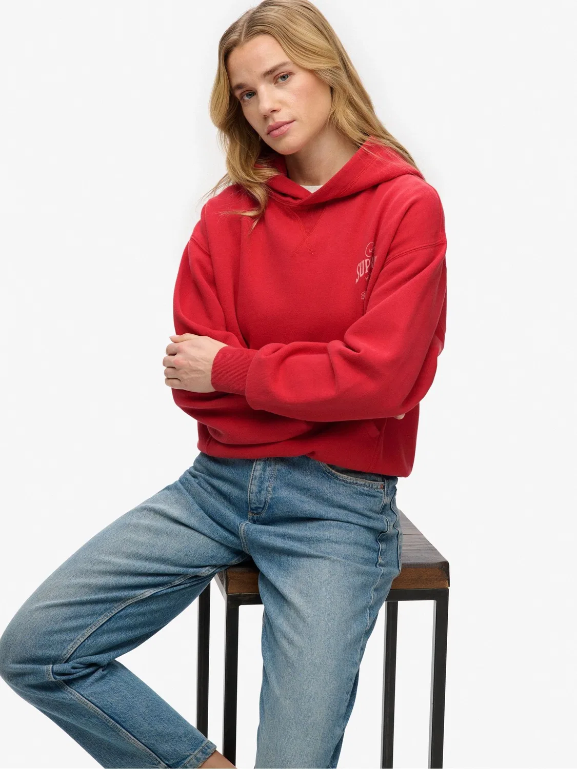 Худи женское свободное Heritage Hamptons Superdry, красное — фото 2
