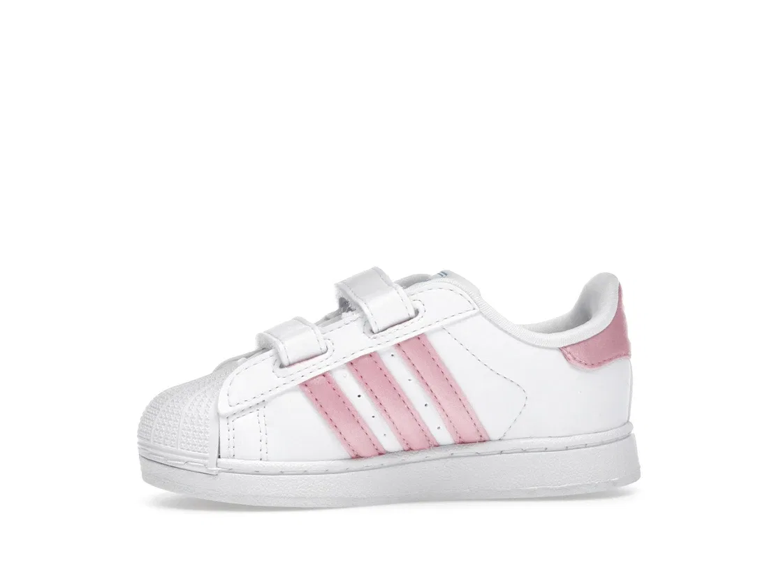 Детские кроссовки с застежкой-липучкой Adidas Superstar II Comfort Closure, Cloud White Light Pink Lucid Aquamarine — фото 3
