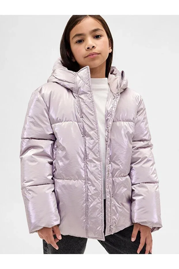 Детский зимнее пуховик для девочек с капюшоном Gap, Lila-004