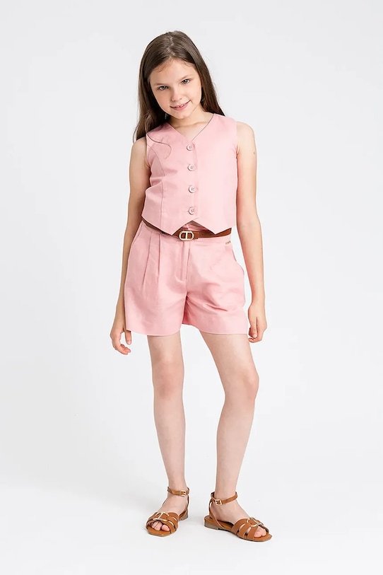 

Льняные детские шорты Twinset, розовый