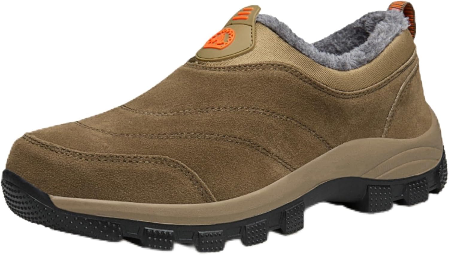 

Мужские зимние слипоны с флисовой подкладкой: мягкий теплый дизайн, толстая противоскользящая подошва, стильные акценты- идеально для повседневной носки в холодную погоду и для прогулок на улице, удобные для надевания и снятия Khwfjas, коричневы...