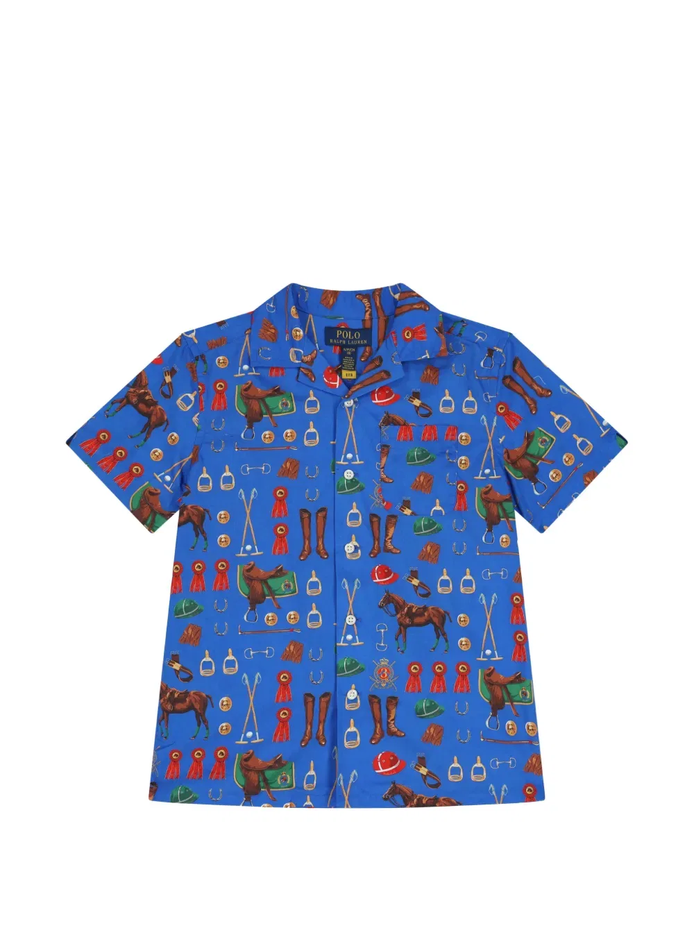 Рубашка с принтом лошади Polo Ralph Lauren Kids, синий